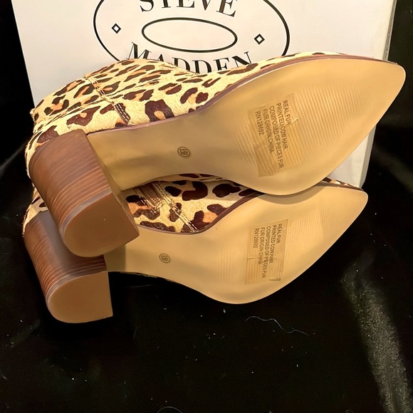 STEVE MADDEN LEOPARD PRINT REAL FUR ANKLE BOOTS - 8 1/2 - NEW IN BOX ! - Picture 10 of 14